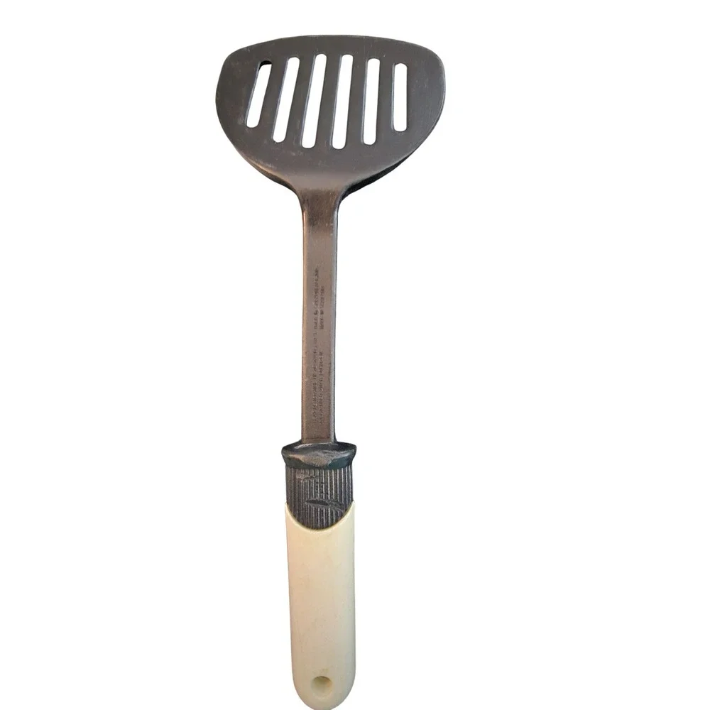 Ekco Vintage‎ Slotted Turner Spatula Black Nylon Heat Resistant Off-White Handle